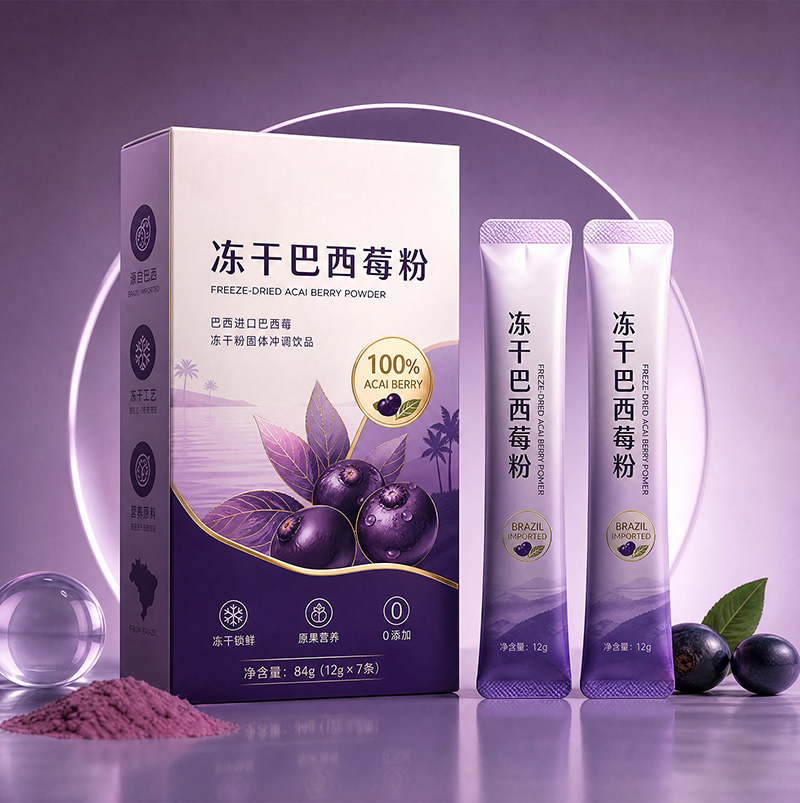 冻干纯巴西莓粉丰富花青素果蔬膳食纤维冲饮果蔬粉OEM