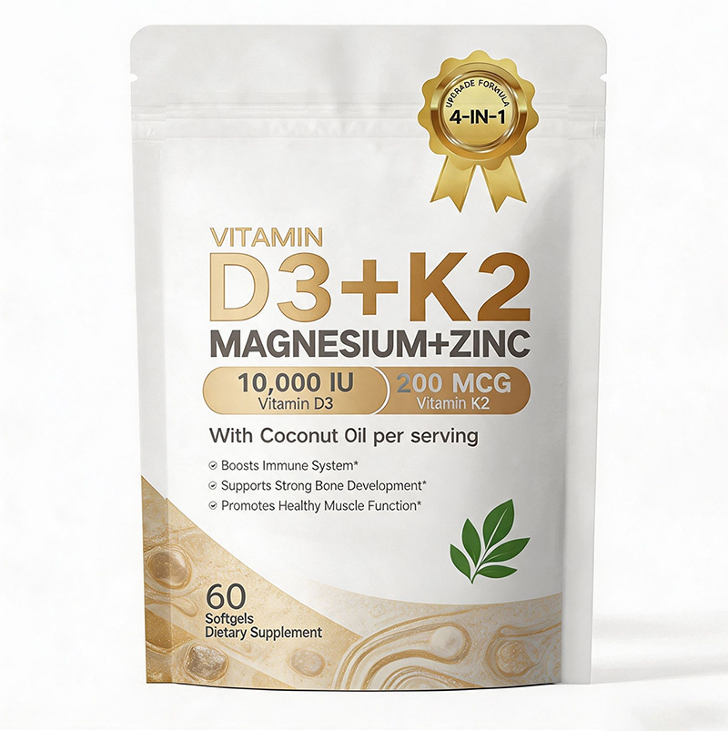 跨境维生素D3K2镁锌软胶囊VITAMIN D3+K2MAGNESIUM+ZINC Softgels OEM