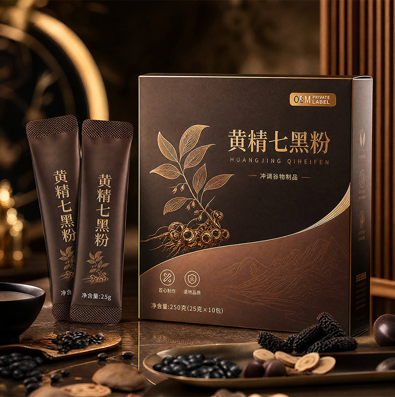 黄精七黑粉黄精五黑粉非九蒸九晒无糖精黑芝麻糊营养早餐代餐粉OEM