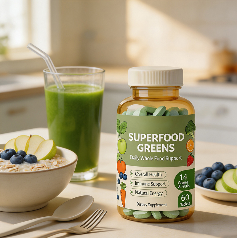 跨境果蔬食物蔬菜补充剂压片Greens Supplement for Adults OEM